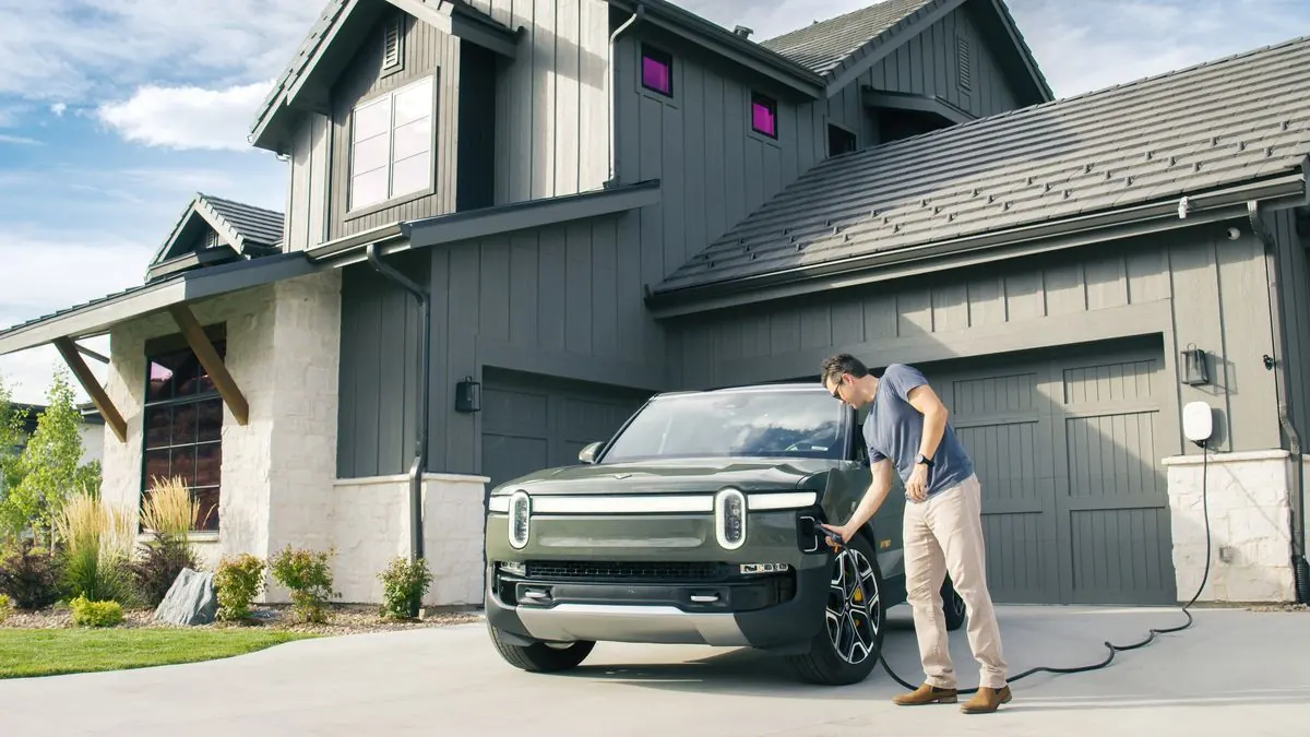 Emporia EV charger in use at a home garage